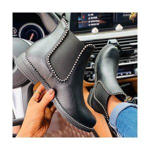 ZILVER Black Nailhead-Trim Boot Casual Boots